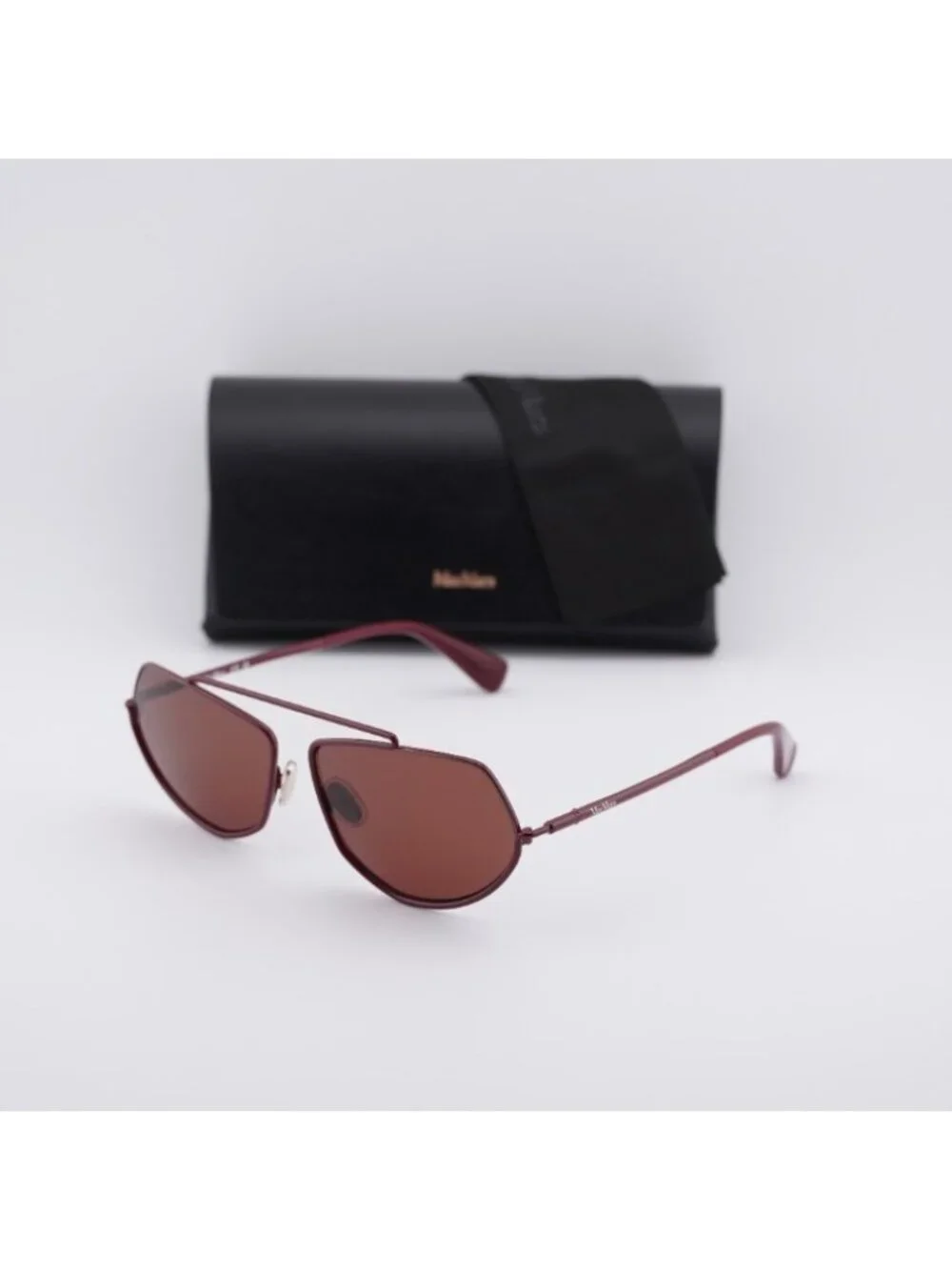 Max Mara MM0165 69S Joey Sunglasses Shiny Bordeaux Geometric Frame
